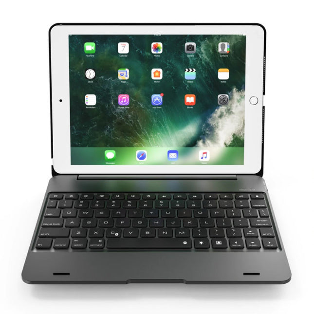 Toetsenbord Hoes voor iPad 9.7" - QWERTY Multifunctionele Keyboard Bluetooth Aluminium Smart Cover Case Hoesje Zwart