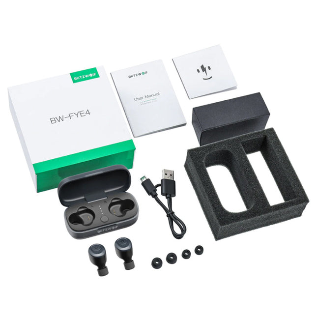 BW-FYE4 Draadloze Oordopjes - TWS Oortjes True Touch Control Oortjes Oordopjes Bluetooth 5.0 Wireless Buds Earphones Oortelefoon Zwart