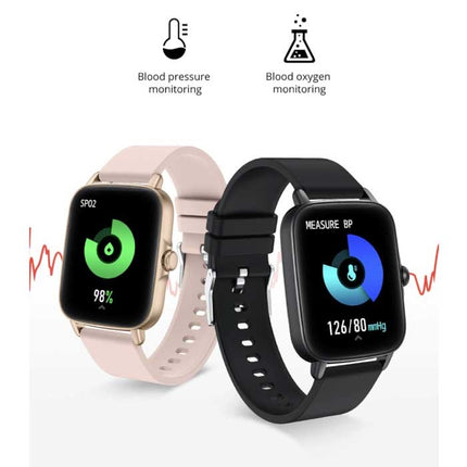 P28 Smartwatch Siliconen Bandje Fitness Sport Activity Tracker Horloge Android iOS Zwart