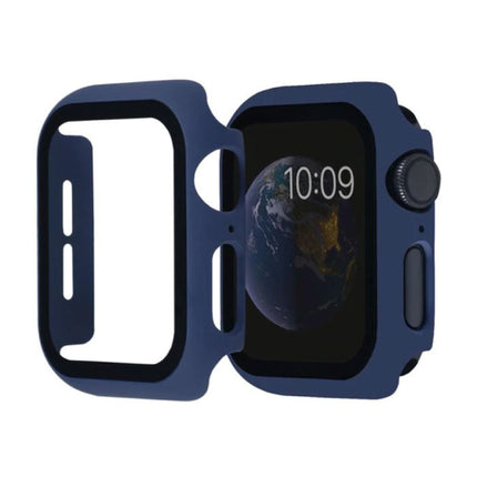 Full Cover voor iWatch Series 42mm - Hoesje en Screen Protector - Tempered Glass Hard Case TPU Blauw