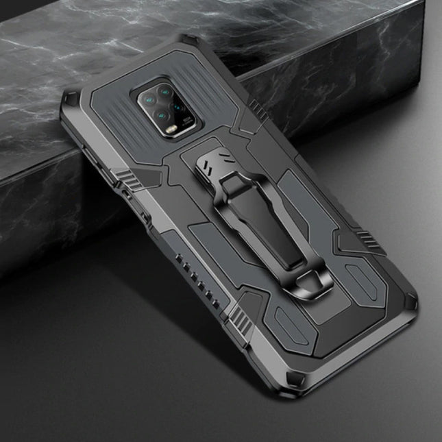 Xiaomi Redmi 10X Hoesje  - Magnetisch Shockproof Case Cover Cas TPU Grijs + Kickstand