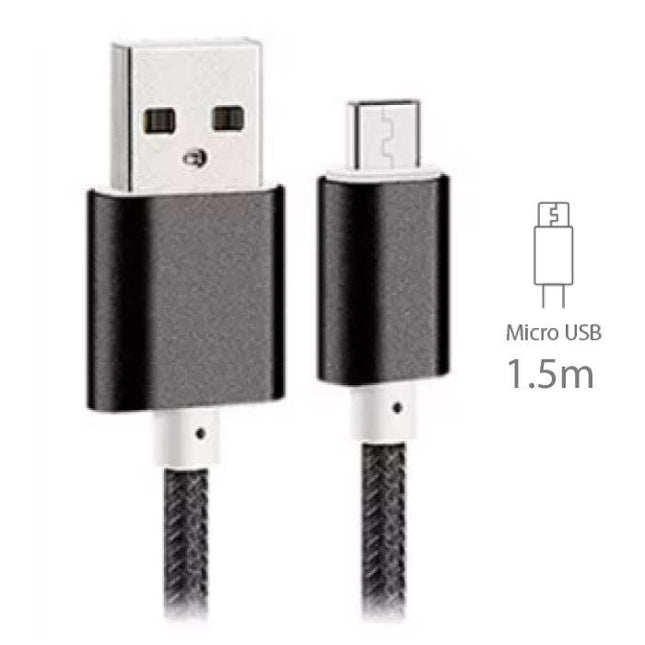 USB 2.0 - Micro-USB Oplaadkabel Gevlochten Nylon Oplader Data Kabel Data Android 1.5 Meter Zwart