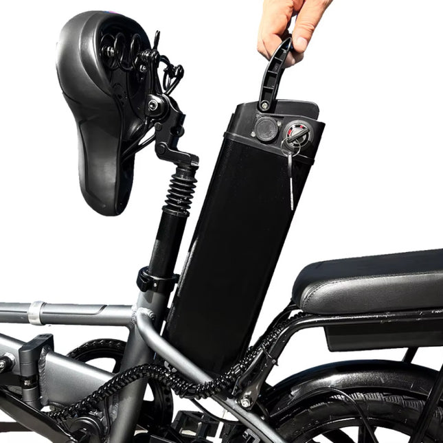 E14 Pro Elektrische Fiets - 14" Opvouwbare Smart Fatbike - 500W - 48V / 15,6 Ah - Zilver