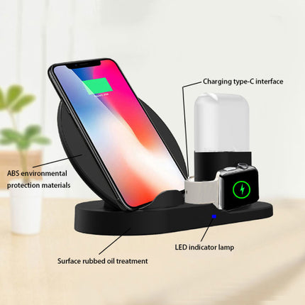 3 in 1 Draadloze Oplader voor Apple iPhone / iWatch / AirPods -  Oplaadstation Charging Dock 18W Wireless Pad Wit