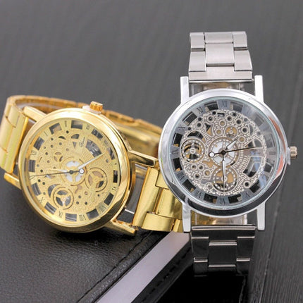Mechanisch Hol Ontwerp Horloge Unisex - Zakelijk Mode Roestvrij Staal Luxe Polshorloge Zilver