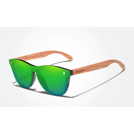 Luxe Zonnebril met Houten Montuur - UV400 en Polarisatie Filter voor Vrouwen - Groen
