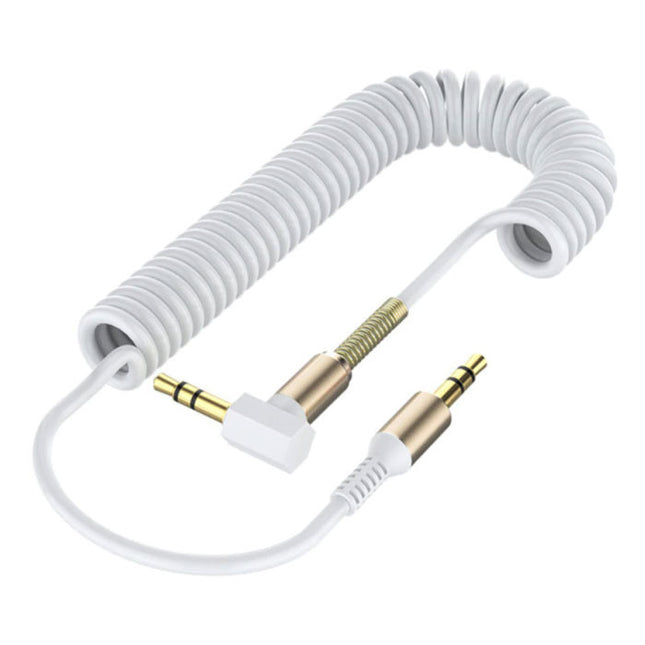 Gekrulde 3.5mm AUX Kabel Verguld - Audio Jack - 1.8 Meter - Wit
