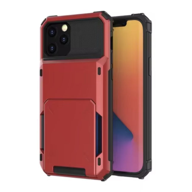 Kaarthouder Hoesje voor iPhone 15 Pro Max - Wallet Card Slot Portemonnee Flip Cover Case - Rood