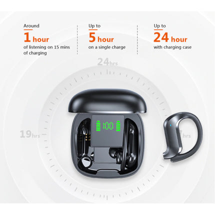  Draadloze Oortjes met Oorhaak - Touch Control -  TWS Bluetooth 5.0 Wireless Buds Earphones Earbuds Oortelefoon Zwart