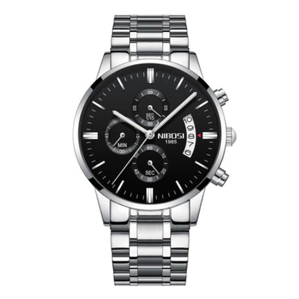 Staal Horloge voor Heren - Luxe Bandje Anoloog Uurwerk voor Mannen Kwarts Zilver