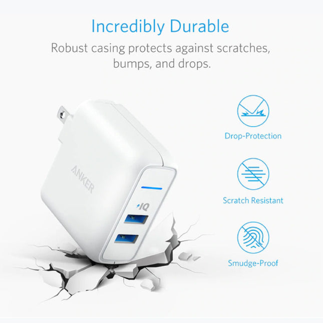 Elite Dual Port Muur Oplader Wallcharger AC Thuislader Stekkerlader Adapter Wit