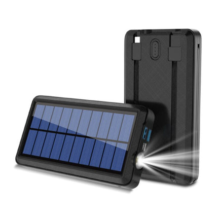 Qi Draadloze Solar Powerbank met 2 Poorten 80.000mAh - Micro-USB/USB-C/Lightning Kabels - Ingebouwde Zaklamp - Externe Noodaccu Batterij Oplader Charger Zon Zwart
