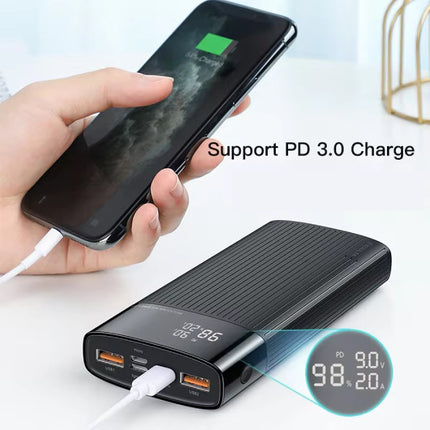 Powerbank 20.000mAh - QC/PD 3.0 met 3 Oplaadpoorten - Noodaccu Batterij Oplader - Wit