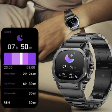 Smartwatch Gezondheid Monitor - Sport Health Tracker Horloge - Staal Bandje - Zwart
