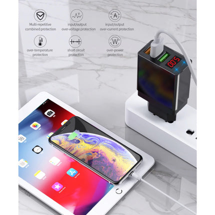 Qualcomm Quick Charge 3.0 Triple 3x Port USB Muur Oplader Wallcharger AC Thuislader Stekkerlader Adapter Zwart