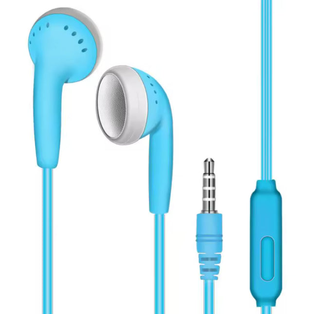 Oordopjes met Microfoon en Controls - 3.5mm AUX Oortjes - 1,2m kabel - Bedrade Oortelefoon - Blauw
