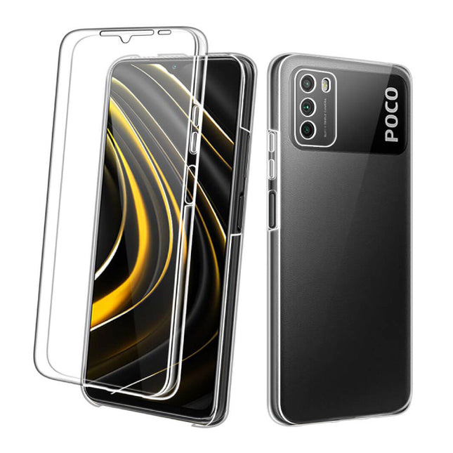 Xiaomi Poco M3 Pro Full Body 360° Hoesje - Volledige Bescherming Transparant TPU Silicone Case + PET Screenprotector