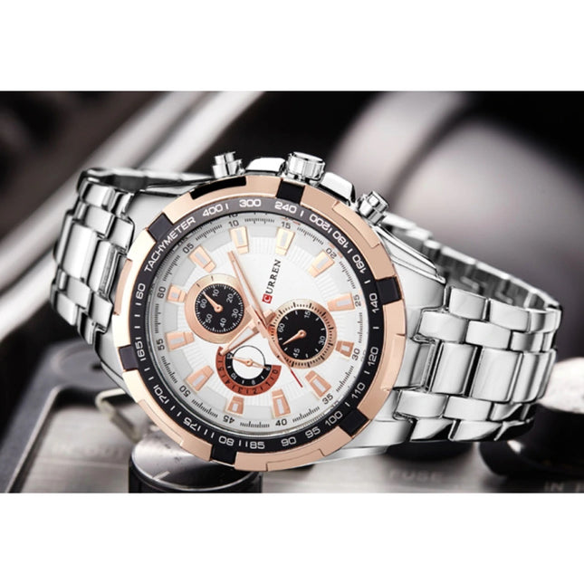 Staal Horloge voor Heren - Leren Bandje Anoloog Luxe Uurwerk voor Mannen Kwarts