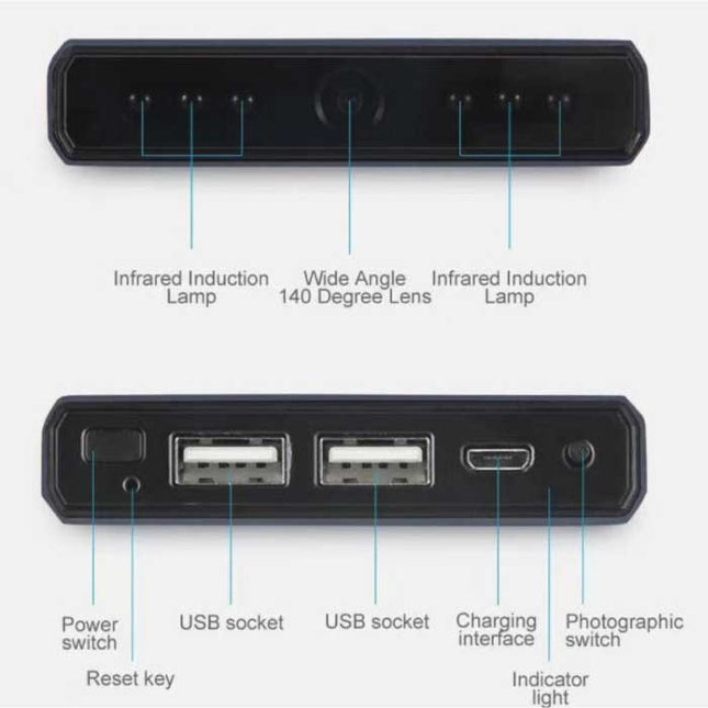 Power Bank Mini Security Camera 8000mAh - 4K Camcorder Motion Detection Night Vision Zwart