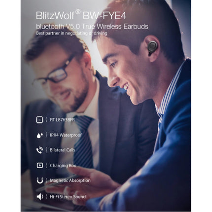BW-FYE4 Draadloze Oordopjes - TWS Oortjes True Touch Control Oortjes Oordopjes Bluetooth 5.0 Wireless Buds Earphones Oortelefoon Zwart