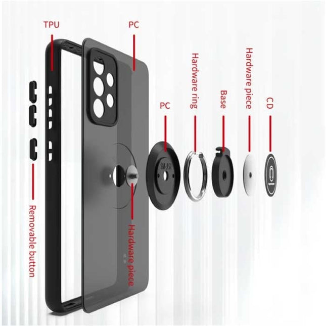 Samsung Galaxy A53 Hoesje met Ring Kickstand en Magneet - Schokbestendige Cover Case Lichtblauw