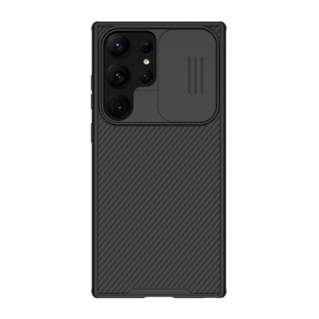 Samsung Galaxy S23 Ultra CamShield Hoesje met Camera Slide - Shockproof Case Cover Zwart