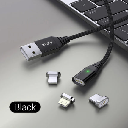 USB 2.0 - iPhone Lightning Magnetische Oplaadkabel 1 Meter Gevlochten Nylon Oplader Data Kabel Data Zwart