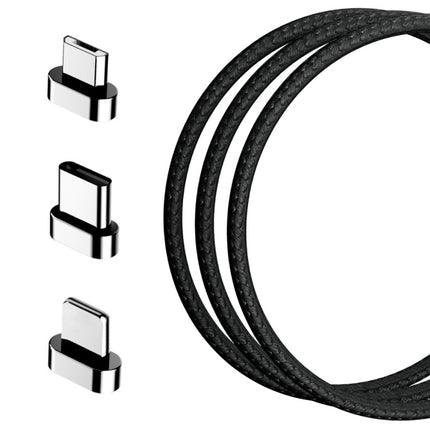 USB 2.0 - USB-C Magnetische Oplaadkabel 1 Meter Gevlochten Nylon Oplader Data Kabel Data Android  Zwart