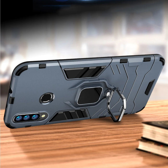 Huawei Honor 9X Hoesje  - Magnetisch Shockproof Case Cover Cas TPU Blauw + Kickstand