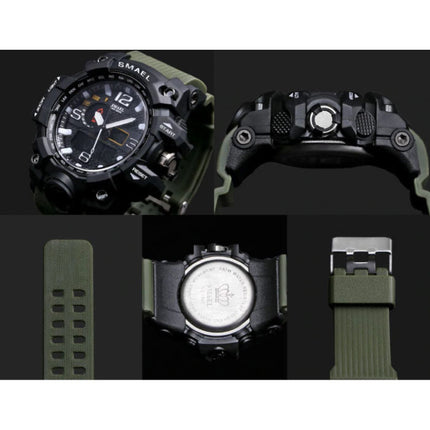  Militair Duik Horloge voor Heren - Rubber Bandje Kwarts Uurwerk Analoog Digitaal voor Mannen Rood