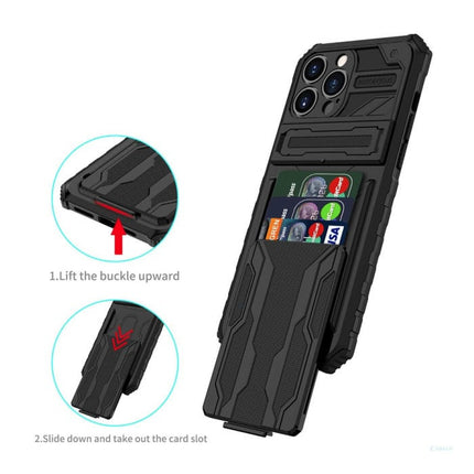 iPhone XS Max - Armor Card Slot Hoesje met Kickstand - Wallet Cover Case Paars