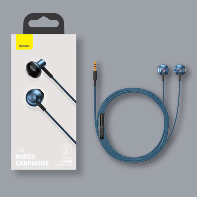 H19 Oordopjes met Microfoon en Controls - 3.5mm AUX Oortjes Volumebeheer Wired Earphones Oortelefoon Zwart