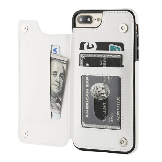 Retro iPhone 11 Leren Flip Case Portefeuille - Wallet Cover Cas Hoesje Wit
