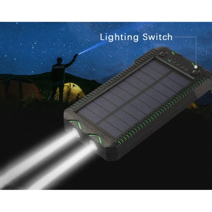 Solar Powerbank met 2 Poorten 80.000mAh - Ingebouwde Zaklamp en Aansteker - Externe Noodaccu Batterij Oplader Charger Zon Groen