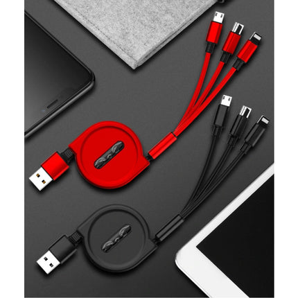 3 in 1 Intrekbare Oplaadkabel - iPhone Lightning / USB-C / Micro-USB - 1.2 Meter Oplader Spiral Data Kabel Blauw