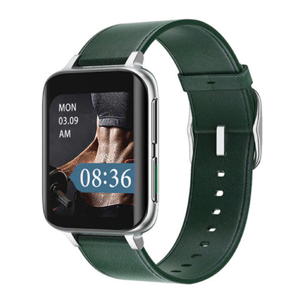 2021 ECG Smartwatch - Leer Bandje Fitness Sport Activity Tracker Horloge Android - Groen