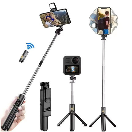 Intrekbare Selfie Stick - Smartphone Vlog Tripod Statief Selfiestick - Zwart