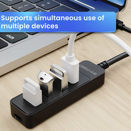 4 in 1 USB 3.0 Hub voor USB-C - Splitter Data Overdracht Oplader - Zwart