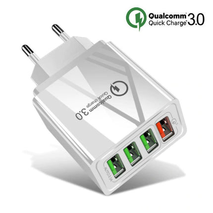 Qualcomm Quick Charge 3.0 Quad 4x Port USB Muur Oplader Wallcharger AC Thuislader Stekkerlader Adapter