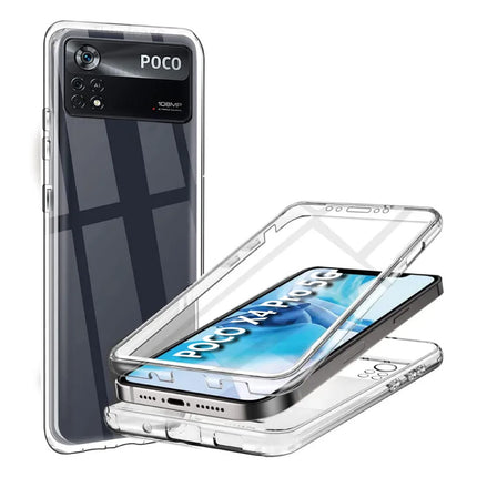 360° Hoesje voor Xiaomi Poco X4 Pro - Transparant TPU Full Body Silicone Case + PET Screenprotector