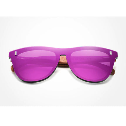 Luxe Zonnebril met Houten Montuur - UV400 en Polarisatie Filter voor Vrouwen - Roze
