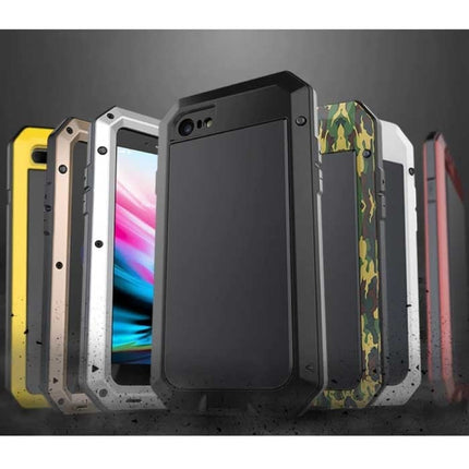 iPhone 8 360°  Full Body Case Tank Hoesje + Screenprotector - Shockproof Cover Metaal Zilver