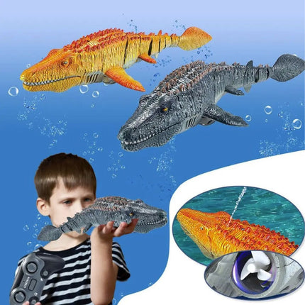 RC Mosasaurus met Afstandsbediening - Bestuurbaar Speelgoed Robot Vis Draadloos Grijs