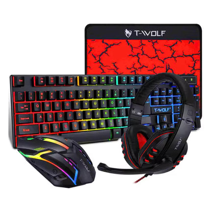 4-in-1 Gaming Toetsenbord / Koptelefoon / Muis / Muismat - RGB - QWERTY 