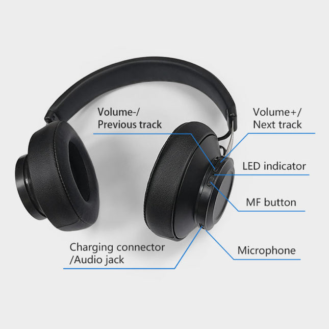BT5 Draadloze Koptelefoon - Bluetooth 5.0 Wireless Headphones Stereo Studio Headset Zwart