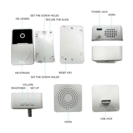 X3 Draadloze Deurbel met Camera en WiFi - Intercom Smart Home Security - IR Night Vision en Bewegingsdetectie