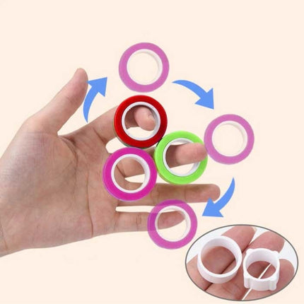 3-Pack Magnetische Ring Fidget Spinner - Anti Stress Hand Draaier Speelgoed Toy Roze-Geel-Blauw