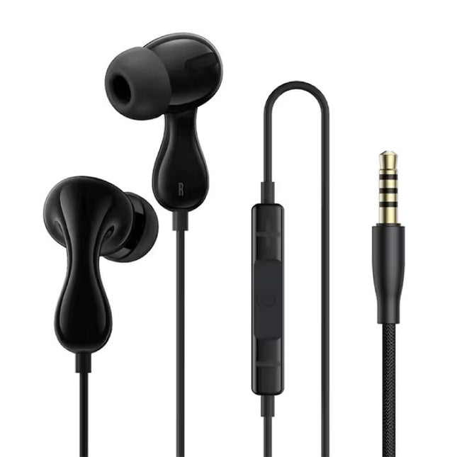 CZ20 Oordopjes met Microfoon en Controls - 3.5mm AUX Oortjes Volumebeheer Bedrade Oortelefoon - Zwart 