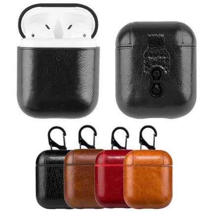 Leren Luxe Hoesje voor AirPods 1 / 2 - Leather Skin AirPod Case Cover - Rood