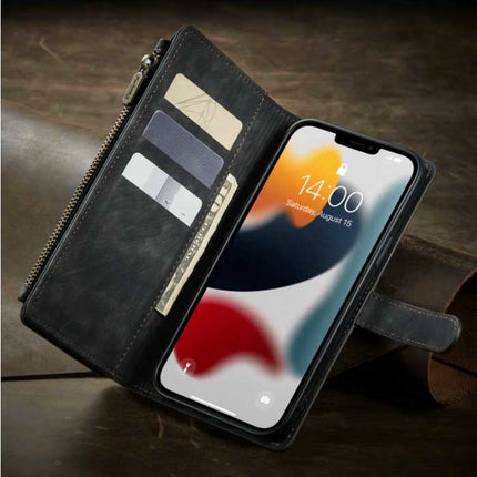 iPhone 12 Leren Flip Case Portefeuille - Wallet Cover Cas Hoesje Zwart